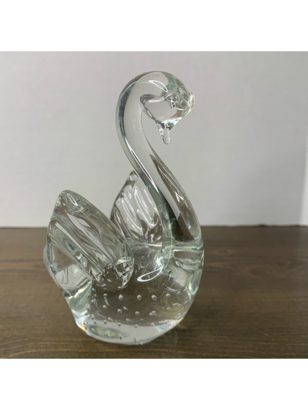 Clear Glass Swan Sculpture - Elegant Home Accent